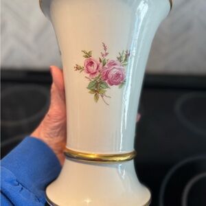 Elegant Bavaria Floral Vase with Gold Accents